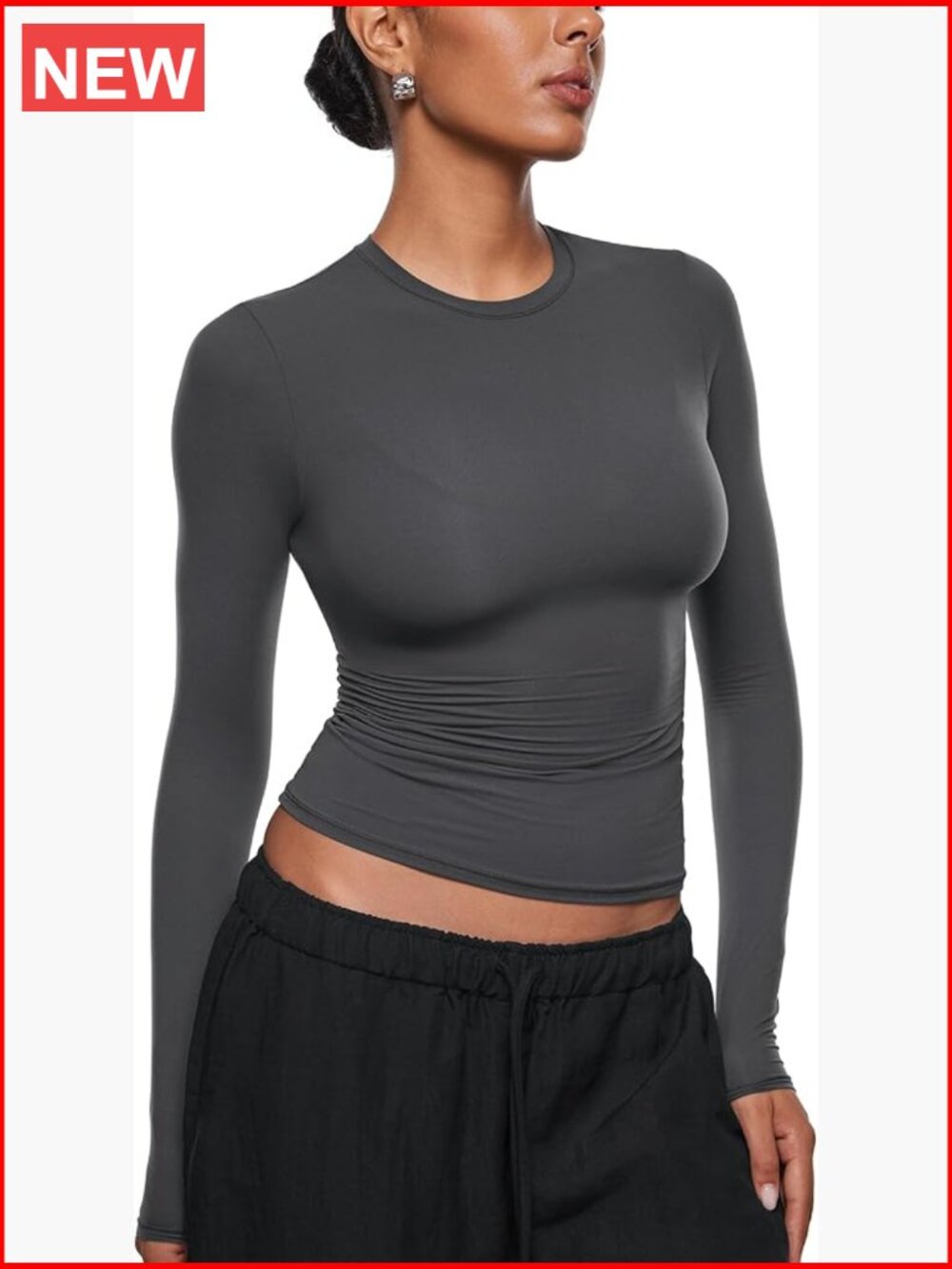 Inbarely Soft Long Sleeve T-Shirt Crew Neck Slim Fitted Basic Tee